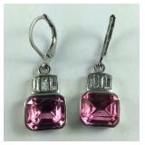 Pink and white Austrian crystal stainless lever