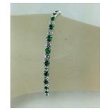 Simulated emerald and and CZ huggie earrings and