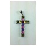 Simulated multicolor diamond platinum bond cross