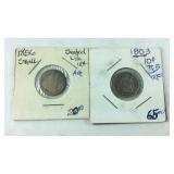 Two seated liberty dimes 1853 and 1856