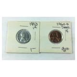 1960-D Lincoln penny and steel war penny