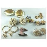 Sea theme earrings 8 pairs clip on and screw back
