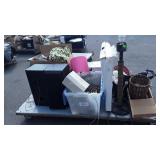 Skid Christmas decor, speakers, baskets,