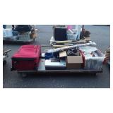 Skid of baseball bats both aluminum and wooden,