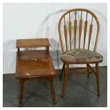 Step back end table and cushion seat chair, end