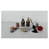 Vanity items, includes perfume bottles and small