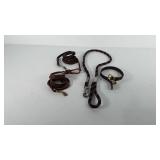 Pet supplies, three leashes/leads and one coach