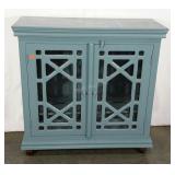 Painted cabinet with glass display doors, 18 x 44