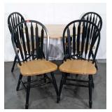 Kitchen table and four chairs, painted hunter
