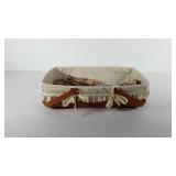 Longaberger basket with liner, napkins, ovenmitt,