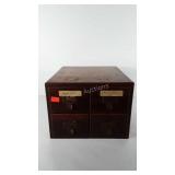 Wooden library card catalog, 10" x 14" x 15"