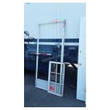 Window frame with one glass pane missing,