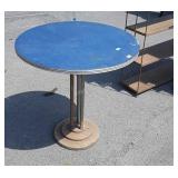 Vintage Table, 30" round top blue, cool looking
