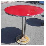 Vintage Table, 30" round top red, cool looking