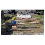 Long handled tools with tool Storage rack