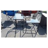 Two Glass top Patio type Side Stands, seller c
