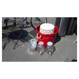 Misc. Lot includes poly tub, 2 glass Beverage