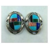 Vintage Earrings With No Back Inlaid Turquoise,