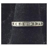 Sterling Silver Band/Ring With 7 Tiny CZ Stones,