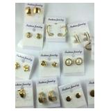 Several Sets Of Gold Tone Fashion Earrings