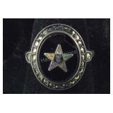 Sterling silver Black Onyx Ring With Marcasites ,