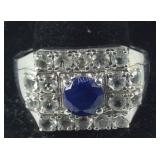 Sterling silver Large Ring With A Blue Stone And