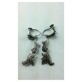 Vintage Screw On Earrings With Marcasites , 7.3