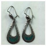 Vintage Sterling Silver Turquoise Earrings Made