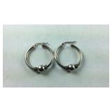 Silver  Hooped Earrings , 4.8 grams,, Size 1 1/4"