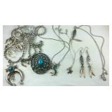 Silvertone faux turquoise jewelry with necklaces