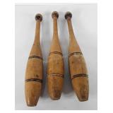 Three wooden juggling pins, 1 lb, 16.5"