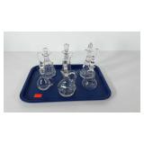 Glass cruet collection, six from 5.5" to 8"