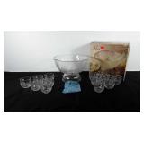 Arcoroc punch bowl with twelve cups and box, made