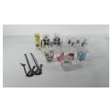 Barware, includes 21 shot glasses and drink