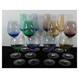Glassware, includes four colored champagne flutes