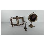 Brass home decor, includes picture frame, mirror,