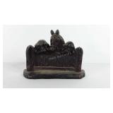 Cast iron horse and dog doorstop, 6.5" x 9"