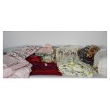 Mixed textiles lot: two complete full-sized sheet