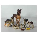 Toys, seventeen dogs, includes German shepherds,