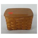 Longaberger basket, recipe box with lid and