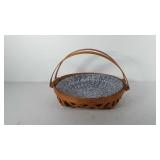 Henn pottery bowl in Henn basket, 13.5"