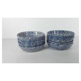 Roseville spongeware Henn pottery bowls, set of