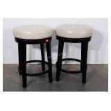 Pair of vinyl padded counter stools, 16" seats,
