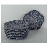 Roseville spongeware plates by Henn pottery, set