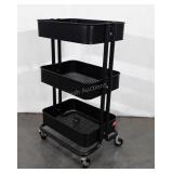 Metal three tier organizer on wheels, 17x14x31,