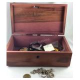 Lane jewelry box 9x5in with a few  items , keys,