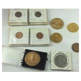 Wheat pennies, foreign coin, tokens, and Nixon