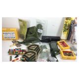 Military patches and pins, trouser blousers,