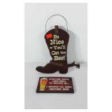 Cowboy wooden wall art, boot 11x14, beer 8x4