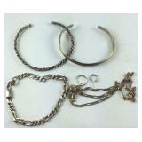 Sterling silver jewelry, two bracelets, broken